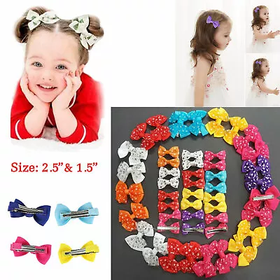 $8.35 • Buy Lot Of 16 Baby Toddlers Hair Boutique Grosgrain Ribbon Hair Bows Clips Barrettes