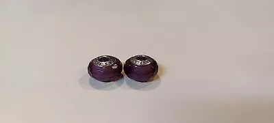 PANDORA~Fascinating Purple Faceted Murano Glass Charm Lot Of 2 #791071~RETIRED • $34.95