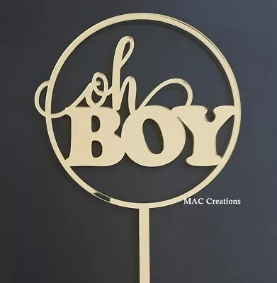 Oh Boy Oh Baby Baby Shower Oh Girl Boy Acrylic Mirror Or Wooden Cake Topper • $23