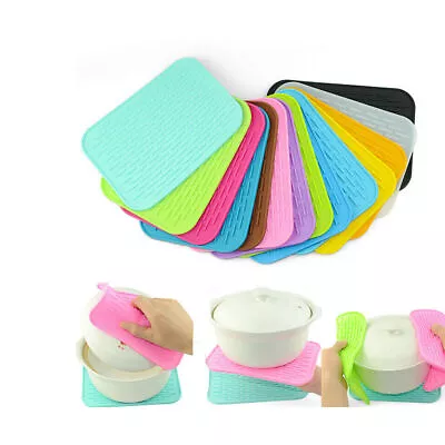 £3.99 • Buy Home Kitchen Heat Resistant Silicone Trivet Mat Hot Pan Non-Slip Holder 4 Colors