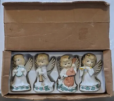 Vtg Christmas Angels Set 4 Cherubs Ceramic Bisque Figurines Music Players 3.5  • $19.98