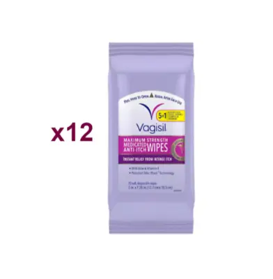 $69.99 • Buy X12 Vagisil Medicated Wipes Max Strength Anti-Itch 20ct (PACK OF 12)