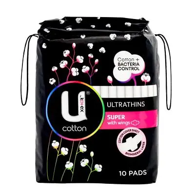 6x U BY KOTEX PK10 PADS ULTRATHIN SUPER WITH WINGS • $29