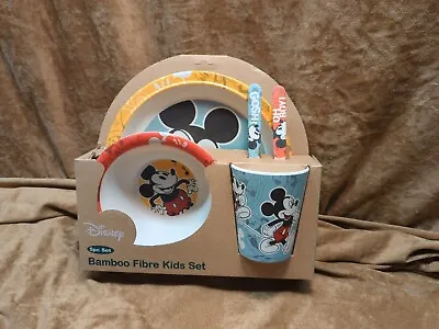 Disney Classic Mickey Mouse Bamboo Kids Fibre Dinnerware Set New Cup Plates Fork • $25