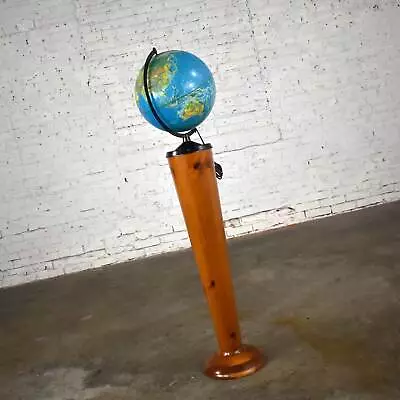 MCM Repogle World Horizon Series Lighted World Globe On Custom Pine Stand • $1595