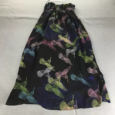Barkins Womens Maxi Dress Size 12 Black Bird Pattern Strapless Full Length • $20.98