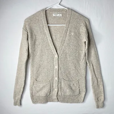 Gilly Hicks Womens XS Beige Tan Knit Button Up Cardigan Sweater Jacket V Neck • $4.49