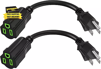 Power Extension Cord 0.5Ft/6Inch(2 Pack) Short 3 Prong Electric Extension Cable • $12.19