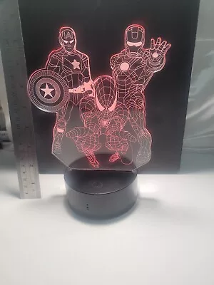3D Night Light 7 Colors Change LED Lamp Averangers Marvel Iron Man Spider Cap  • $10