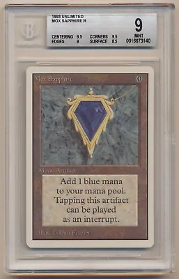 BGS 9 MTG Magic The Gathering Unlimited Mox Sapphire MINT Condition!! • $7499.99