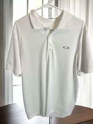 Men’s Oakley Golf Polo Shirt White W/Grey Logo CA# 35460 / RN# 96548 Size LG • $12.99
