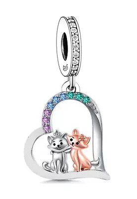 CLOSING DOWN SALE New Sterling Silver Best Of Friends BFF (Cats) Dangle Charm • £14.99