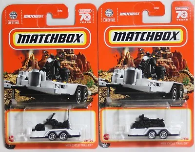 Matchbox 2023 MBX Cycle Trailer #63 Lot Of 2 With Cycle & Chopper 1 Ea Free Ship • $7.99