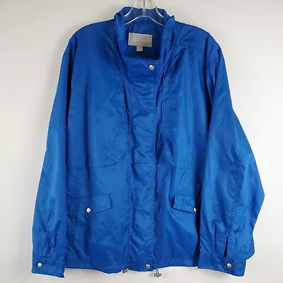 Woman Within Women's Windbreaker Jacket Full Zip Blue Size 2XL 26/28 • $25.19