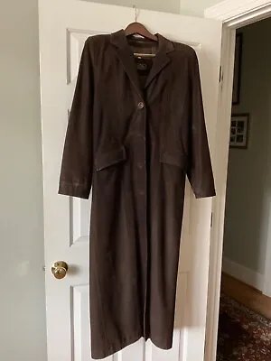 Vintage Vera Pelle Suede Brown Full Length Trench Coat - Size Small • $35
