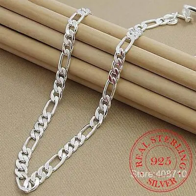 New Sterling Silver Thick Solid 925 Italy Men's Figaro Chain Necklace Bracelet • $6.99