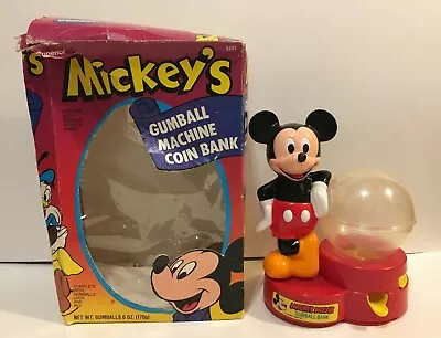 Vintage 1980's Mickey's Gumball Machine Coin Bank - Disney Mickey Mouse • $13