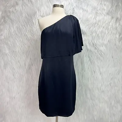 Reiss Womens Sz 6 Solstice One Shoulder Midnight Navy Blue Mini Evening Dress • $53.99