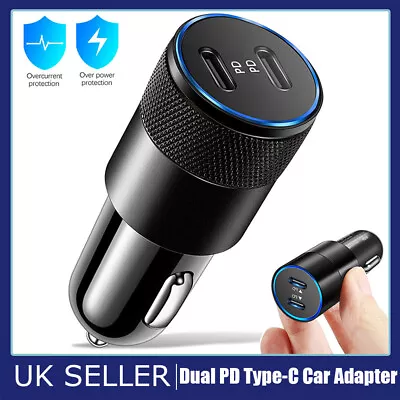 12V Dual PD Car Charger Fast 40 Watt Type-C Adapter For IPhone 14/13/12 Pro Max • £6.85