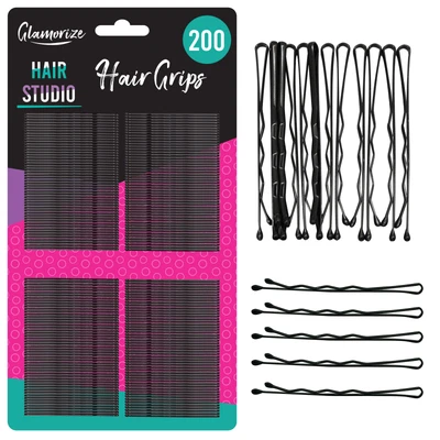 £2.49 • Buy 200pk Hair Grips | Black Bobby Pins Waved 4.6cm Styling Clips Slides Kirby Salon
