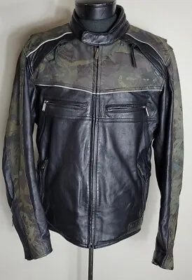 HARLEY DAVIDSON Men’s Size L Vented Camo Leather Jacket 97065-11VM Riding Gear • $279