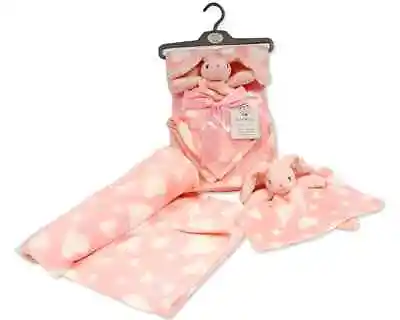 New Baby  'Bunny Rabbit'  Blanket & Comforter Set Plush Fleece Blankie Set ~ Abg • £19.95