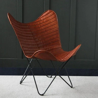$113.06 • Buy Genuine Leather Padded Antique Butterfly Office Chair.(only Cover)