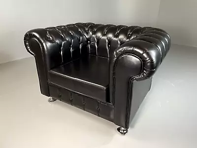 EB6358 Vintage Chesterfield Black Vegan Leather Retro VCHE • £200