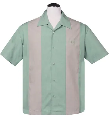 £52 • Buy Steady Clothing SIMPLE TIMES Rockabilly Bowling Shirt - Mint - US Size 3XL