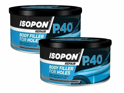 2 X Isopon P40 Fibre Glass Filler 600ml Body Filler For Holes  Rust Body Repair • £32.97