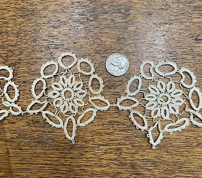 17 Vintage  Handmade Crochet 3” Lace Medallions Trim ~NOS • $15.50