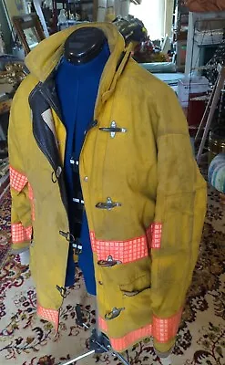 Vintage Retired Firefighter Turnout JACKET FIRE COAT USED Size 48 X 35 • $160