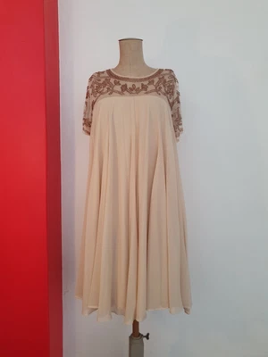 $39 • Buy ASOS Maternity Dress Nude 14-16  Cocktail Party Formal A-Line Perl Embroidery