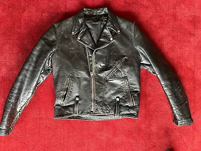 Vintage Harley Davidson Thrashed Leather Motorcycle Jacket Coat 42 Tall Long Amf • $174.99