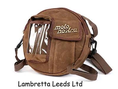 Lambretta & Vespa Spare Wheel Bag Moto Nostra Brown Classic .waxed Canvas . • £32.95