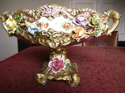 Capodimonte Style Flower Encrusted Large Bowl - Centrepiece • £48