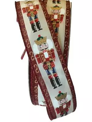 1.5 In Wide X 50 Yards - Premium Holiday Wired Ribbon - Nutcracker With Red Trim • $21.80
