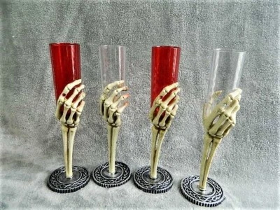 £11.67 • Buy Halloween Plastic Skeleton Hands Champagne Glasses Flutes SET (4). Pre-owned.