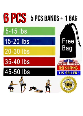 Resistance Bands Loop Set Of 5 Exercise Workout CrossFit Fitness Yoga Booty Band • $9.50