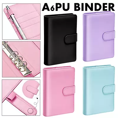 A6 Budget Planner Binder Cash Envelopes Leather 6 Ring Bill Organizer 8 Pockets  • $12.99