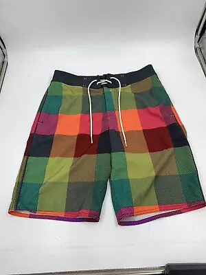 American Eagle Swim Trunks Board Shorts Mens Small Multicolor Color Block Tie • $9