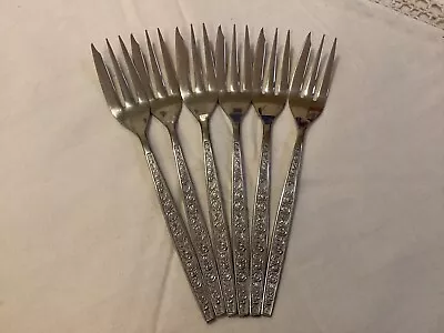 Vintage JAPAN STAINLESS STEEL Cake Forks X6 • $16