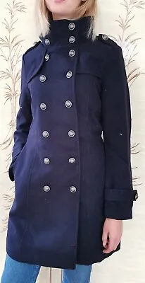Womens Coat Navy Blue Military Style Jacket Fully Lined Winter Weight RRP £59. • £25.99