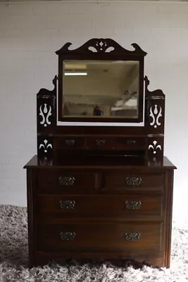 £8.99 • Buy Antique Victorian Mirror Back Dressing Table Chest - CS B78