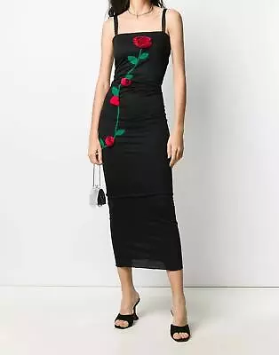 Dolce & Gabbana Black Sheath Stretch Rose Dress • $1800.06