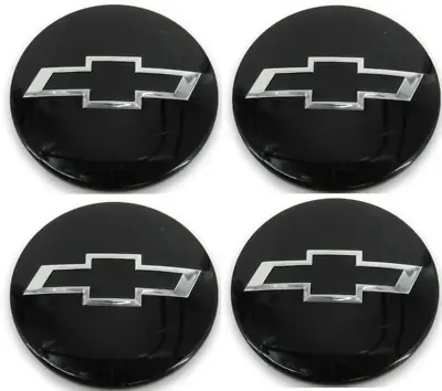 4 Chevy CENTER HUB CAPS Black Tahoe Suburban Silverado 2014-2022 3.25  83mm • $18.99