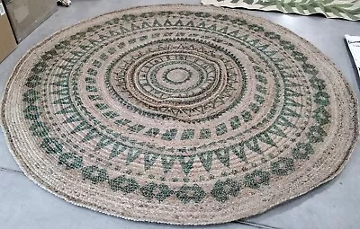 AQUA / NATURAL 8' X 8' Round Flaw In Rug Reduced Price 1172740868 NF802A-8R • $113