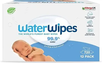 Water Wipes Original Plastic Free Baby Wipes 99.9% Water Based Wet Wipes UK • £24.99