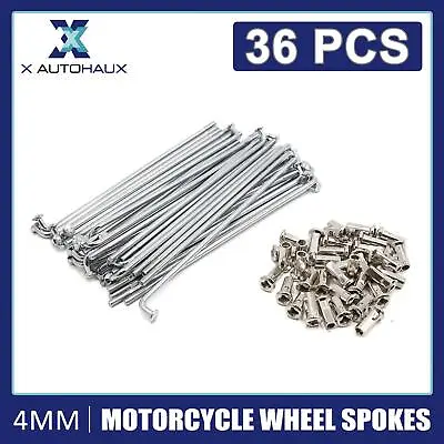£11.39 • Buy 36pcs Silver Tone 4mm Thread Dia 160mm Length Motorcycle Wheel Spokes W Nipples