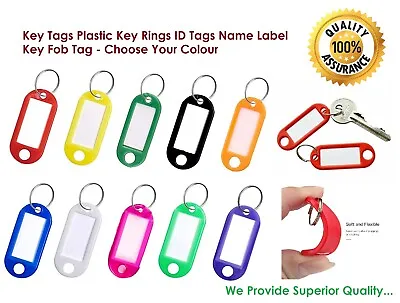 £8.77 • Buy Key Tags Plastic Key Rings ID Tags Name Label Key Fob Tag - Choose Your Colour